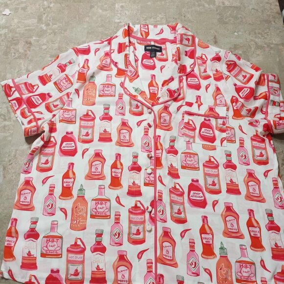 Room Service Hot Sauce Matching Set Satin Pajamas - Picture 1 of 9